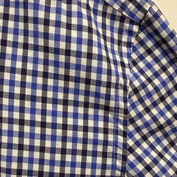 Boss Hugo Mens Shirt 42 16.5 Button Down Regular Fit White Blue Checkered Plaid - Picture 4 of 7